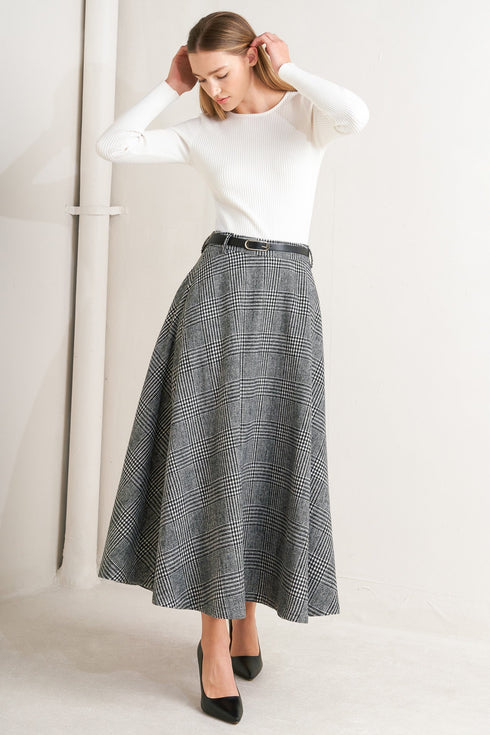 city-checkline-woolen-woven-midi-skirt Flying Tomato - Sophia's Style-4